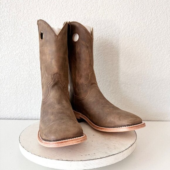 NEW Lane Capitan Mens Cowboy Boots 9D Brown Leather Soles Square Toe Western - Picture 13 of 13